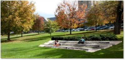 A rendering of proposed enhanced seating on the Drillfield.