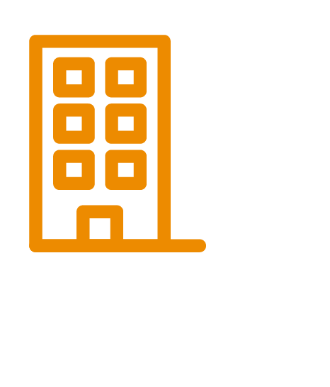 White and orange building paperwork icon